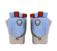 Mitaines d'hiver chaudes pour enfants, gants d'hiver convertibles mignons avec motif robot, mitaines chaudes pour garçons et filles de 5 à 10 ans, gris/bleu, taille unique