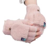 Mitaines d'hiver convertibles tricotées pour femmes et filles, moufles chaudes et moelleuses, gants thermiques en laine et coton flexibles, rose, taille unique