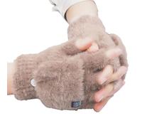 Mitaines d'hiver convertibles tricotées pour femmes et filles, moufles chaudes et moelleuses, gants thermiques en laine et coton flexibles, gris clair, taille unique
