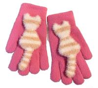 Mitaines d'hiver en tricot chaud pour chat à rayures (rose pêche)