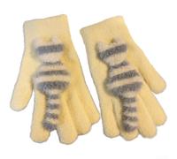 Mitaines d'hiver en tricot chaud pour chat rayé (jaune)