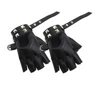 Mitaines en Cuir Punk iwobi, Femme Demi Doigt Hiver Gants Punk Cloutés Noir M