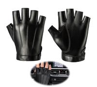 Mitaines en cuir sans doigts - Mitaines - Noir - Costume punk - Doigts sportifs - Non doublés - Mitaines pour la conduite, le cyclisme, l'extérieur