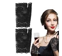 Mitaines en dentelle - Mitaines noires en maille transparente pour femme, mariage, bal, soirée, cosplay, fête