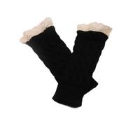 Mitaines en dentelle pour femme, gants d'hiver chauds et mignons pour étudiant, écriture, dactylographie, mitaines tricotées en acrylique, Noir , marron