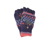 Mitaines en laine tricotée à la main pour femme - Bleu marine - Taille unique - Pachamama - Commerce équitable, Bleu marine, multicolore., taille unique