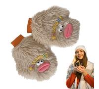 Mitaines En Peluche - 1 Paire De Gants D'hiver Chauds | Chauffe-mains Flous De Dessin Animé 26.5x19x4cm, De Cosplay Avec Nattes, Manches Tricotées Pour La Maison, L'école, L'extérieur Et Les