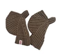 Mitaines longues en crochet pour filles - Mitaines pour garder au chaud - Moufles longues pour adultes - En tricot d'hiver - Pour femme, Couleur café., taille unique