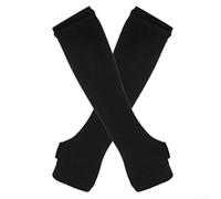 Mitaines longues en tricot à rayures pour femme, design sans doigts avec tissu en coton, convient pour l'automne et l'hiver (noir)