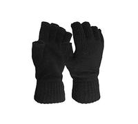 Mitaines Longues Femme Hiver Laine Homme chauds pour femmes Winter Solid Gloves et color Half-Finger tricotés pour hommes Mitaine Chaude Femme Polaire Blanc Laine (Black, One Size)
