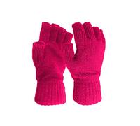 Mitaines Longues Femme Hiver Laine Homme chauds pour femmes Winter Solid Gloves et color Half-Finger tricotés pour hommes Mitaine Chaude Femme Polaire Blanc Laine (Hot Pink, One Size)