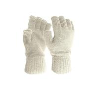 Mitaines Longues Femme Hiver Laine Homme chauds pour femmes Winter Solid Gloves et color Half-Finger tricotés pour hommes Mitaine Chaude Femme Polaire Blanc Laine (White, One Size)