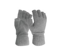 Mitaines Longues Femme Hiver Laine Homme chauds pour femmes Winter Solid Gloves et color Half-Finger tricotés pour hommes Mitaine Chaude Femme Polaire Blanc Laine (Grey, One Size)