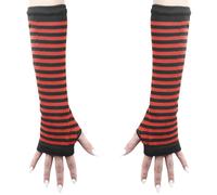 Mitaines montantes de Banned Alternative - Manchons Rayés Frances - pour Unisexe - noir/rouge Standard