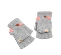 Mitaines Polaire d'hiver en pour femmes, tricotés et velours épais, à motifs chauds, pour l'automne et l'hiver (gants pour adultes) Gan s Longs Femme Blanc (Grey, One Size)