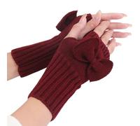 Mitaines pour femme - Mitaines tricotées - Chaudes - Mitaines extensibles - Sans doigts - Mitaines courtes, Bordeaux, taille unique
