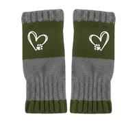 Mitaines sans doigts en tricot - Moufles anti-vent avec broderie cœur et union, mitaines en tissu ouvert par les doigts - Pour conduite, camping, randonnée, moto, déplacements et activités extérieures