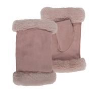 Mitaines Suédine Bords Fourrure Doublées Fausse Fourrure Rose 6/8A