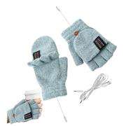 Mitaines thermiques à demi-doigts pour femme - Gants chauffants USB à demi-doigt complet pour écrire, gants chauffants sans doigts, lavables avec