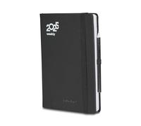 Mitama Agenda hebdomadaire noir, planification mensuelle, 18 mois de septembre 2024 à février 2026-158 pages + 50 pages contenues supplémentaires - 15 x 21 cm - Couverture rigide