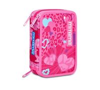 Mitama Fourrypink Trousse d'école à 3 compartiments, contient 47 pièces, avec crayons, marqueurs, trousse à crayons pour école primaire fille