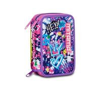 Mitama Hey Dye, 47 pièces, avec Crayons, marqueurs, Porte-Stylo école Primaire pour Fille, Aubergine, Taglia Unica, Trousse à 3 Fermetures éclair