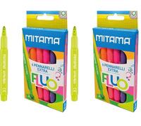 Mitama - Marqueurs Extra Fluo - Pointe maxi - Trousse de 6 feutres - Couleurs Néon - Bouchon anti-étouffement - Pointe maxi 5 mm - Couleurs école - Pastels Trousse scolaire (Lot de 2)