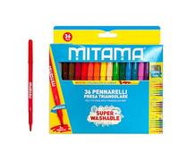 Mitama - Marqueurs Super Lavables - Trousse de 36 feutres: 18 couleurs vives, 18 en couleurs spéciales - Bouchon anti-étouffement - Pointe 3 mm - Couleurs scolaires - Pastels Trousse scolaire