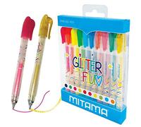 Mitama - Mini stylo Gel Glitter et Néon, 10 pièces, pointe 1MM avec capuche, dans Pet Box, Multicolore