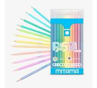 MITAMA - Pastels Pastel - Lot de 12 pastels laqués - Mina avec grand trait 3,3 mm résistant - Idéal pour dessiner, mettre en évidence - Couleurs scolaires - crayons scolaires