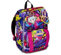 Mitama Sac à dos extensible Hip-Hop Diamond avec poche avant, rose et violet, école primaire et loisirs, fille, aubergine, Taglia unica, Sac à dos