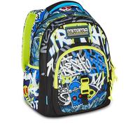Mitama Sac à dos scolaire SCHOOL SKATE, New Plus, triple compartiment, poches porte-bouteille, bretelles ergonomiques, école primaire enfant, moyenne, multicolore, Taglia Unica