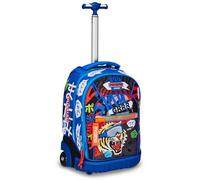 Mitama Tiger Wild Trolley Run pour école Primaire et Loisirs, Double Compartiment, Bleu, Enfant garçon