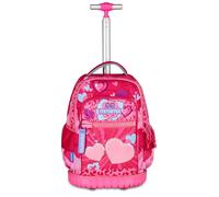 Mitama Trolley School Run Maxi FURRYPINK, Fuchsia, Double compartiment, poche avant, 2 poches latérales, école primaire et loisirs, fille