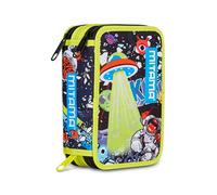 Mitama Trousse scolaire 3 compartiments, disque espace, avec marqueurs, crayons, crayons, etc., multicolore, Taglia Unica
