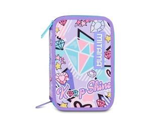 Mitama Trousse Scolaire 3 Compartiments, Double Diamant, avec marqueurs, Crayons, Crayons, etc.