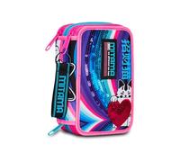 Mitama Trousse Scolaire 3 Compartiments, Super Triple Couleur Rainbow Cat, Contenu 50 pièces, avec Crayons, marqueurs, Porte-Stylo école Primaire Fille, Rose, Taglia Unica, Trousse à 3 Fermetures
