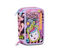 Mitama Trousse Scolaire 3 Compartiments, Triple Seulement Funny Moments, Contenu 47 pièces, avec Crayons, marqueurs, Porte-Stylo école Primaire Fille, Lilas, Taglia Unica, Trousse à 3 Fermetures