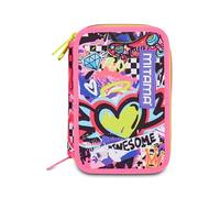 Mitama Trousse Scolaire 3 Compartiments, Urban Queen, avec marqueurs, Crayons, Crayons, etc.