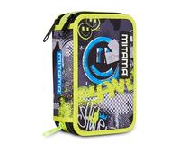 Mitama Urban Smile Trousse Scolaire à 3 Compartiments, Contenu 47 pièces, avec Crayons, feutres, Trousse pour école Primaire Enfant