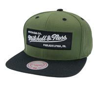 Mitchell & Ness 2 Tone Box Logo - Flat Visor Casquette de Baseball Snapback à Visière Plate, Olive-Black