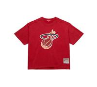 Mitchell & Ness - Boxy Cropped T-Shirt - Femme - Tops - Rouge - Taille: 38 FR