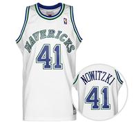 Mitchell & Ness Dallas Mavericks 41 Dirk Nowitzki White Replica Swingman Jersey 2.0 HWC Basketball Trikot