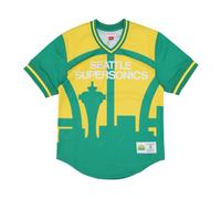 Mitchell & Ness, Homme, Sport, Vert, Taille: S Veste Seattle Supersonics en maille à col en V