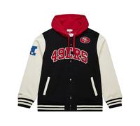 Mitchell & Ness Courtside Veste en polaire NFL Vintage College avec capuche, manches contrastées, fermeture à bouton-pression, pour homme, femme, enfant, unisexe, printemps, été, automne, hiver, San