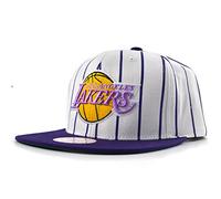 Mitchell & Ness NBA Casquette snapback rétro à rayures avec logo LA Lakers HWC Blanc/violet, Blanc., taille unique