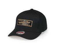 Mitchell & Ness NBA Leather Logo Classic Red Snapback Casquette - 100 % polyester, réglable, homme, femme, enfant, unisexe, printemps, été, automne, hiver, MITCHELL & NESS Logo de la boîte - Noir/doré