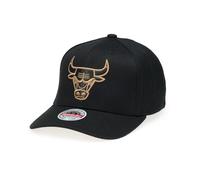 Mitchell & Ness NBA Leather Logo Classic Red Snapback Casquette - 100 % polyester, réglable, homme, femme, enfant, unisexe, printemps, été, automne, hiver, CHICAGO BULLS - Noir/doré, taille unique