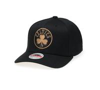 Mitchell & Ness NBA Leather Logo Classic Red Snapback Casquette - 100 % polyester, réglable, homme, femme, enfant, unisexe, printemps, été, automne, hiver, BOSTON CELTICS - Noir/doré, taille unique