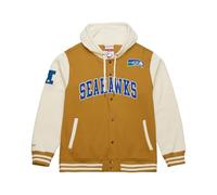 Mitchell & Ness NFL Veste collège vintage avec capuche - manches contrastées, fermeture à bouton-pression (FR/ES, Alpha/lettres, TG, Taille normale, Taille normale, Seattle Seahawks)